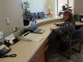 Gail at front desk
