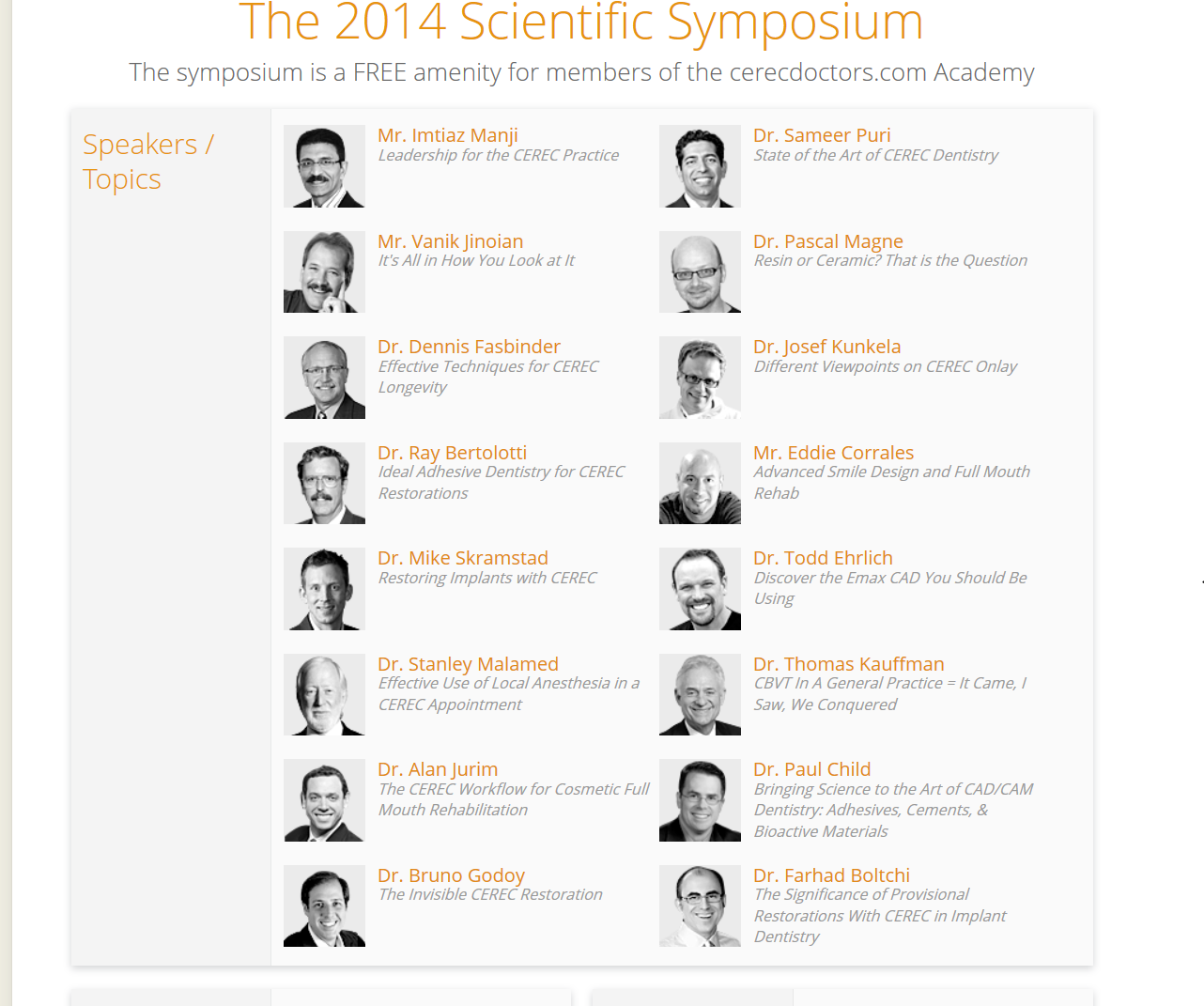 The Scientific Symposium Speakers and Topics