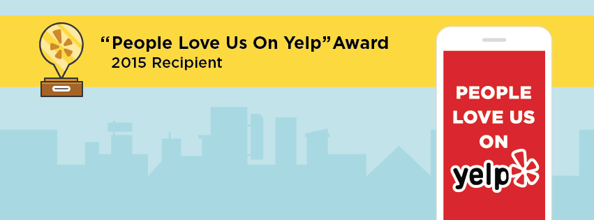 Photo of an award given to us by Yelp saying people love us on yelp 