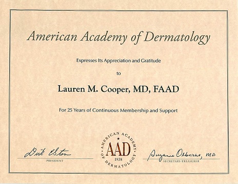 American Academy of Dermatology Membership Certificate