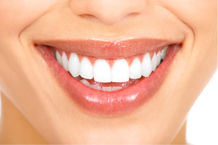 close up of woman's smiling mouth, beautiful white straight teeth, teeth whitening Boca Raton cosmetic dentistry