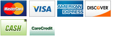 Mastercard, Visa, American Express, Discover, Cash, CareCredit