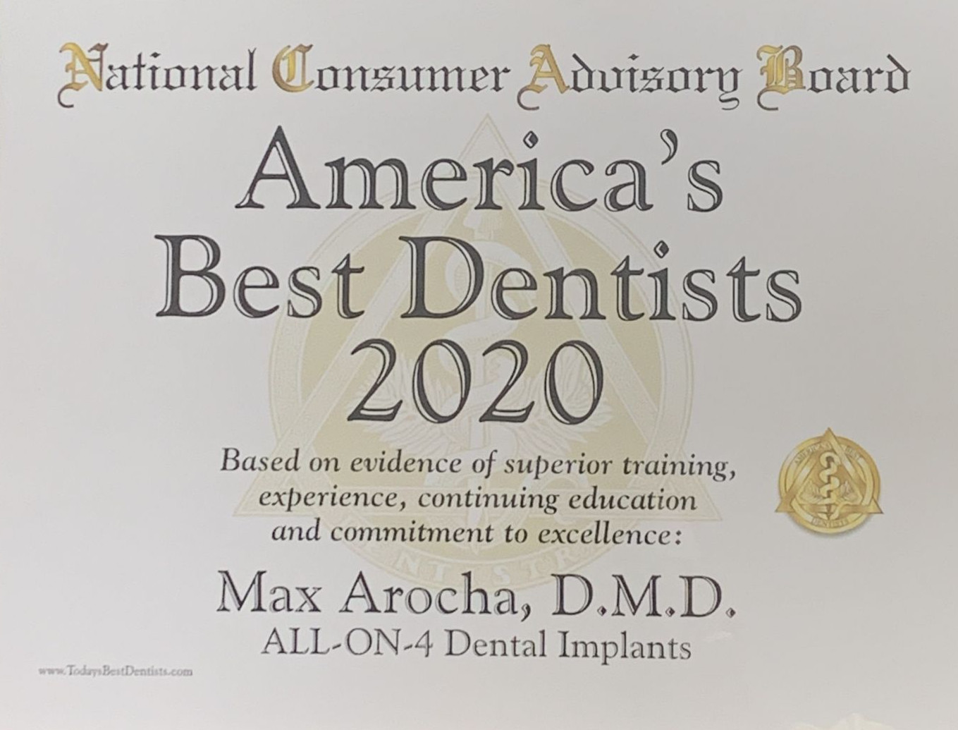 all on 4 dental implants doctor award